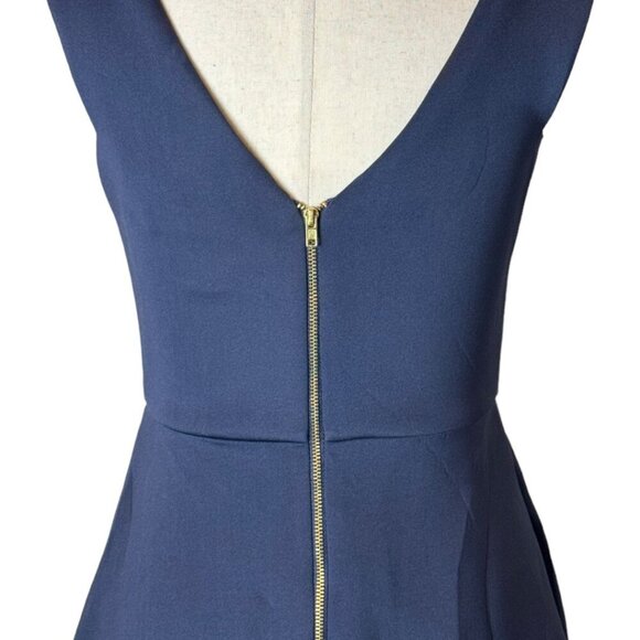 Slate & Willow Dress Women Medium Navy Blue Scuba Knit Pleated Party Fla… - Picture 8 of 12